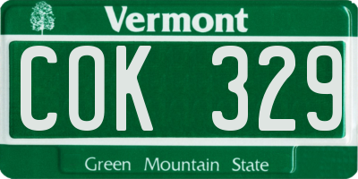 VT license plate COK329
