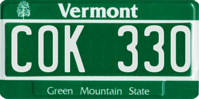 VT license plate COK330