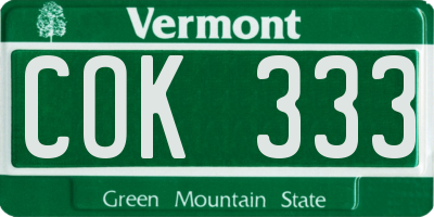 VT license plate COK333
