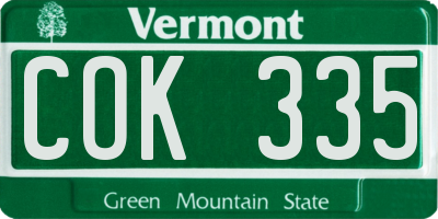 VT license plate COK335