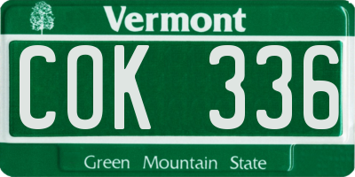 VT license plate COK336