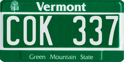 VT license plate COK337