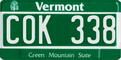 VT license plate COK338