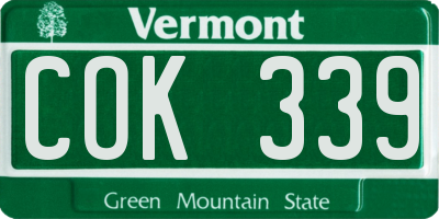 VT license plate COK339