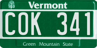 VT license plate COK341