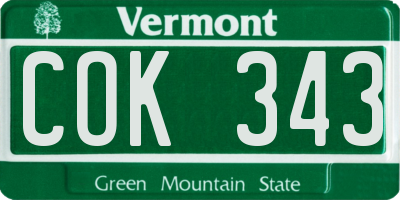 VT license plate COK343