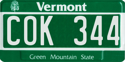 VT license plate COK344