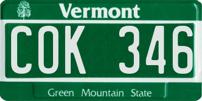 VT license plate COK346