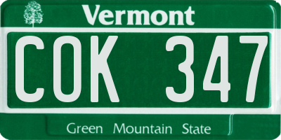 VT license plate COK347