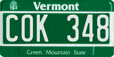VT license plate COK348