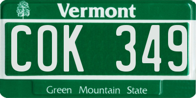 VT license plate COK349
