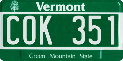 VT license plate COK351