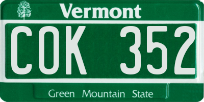 VT license plate COK352