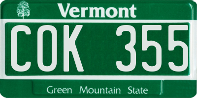 VT license plate COK355