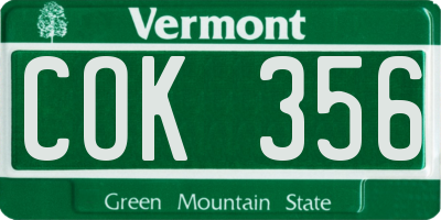 VT license plate COK356