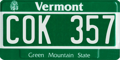 VT license plate COK357