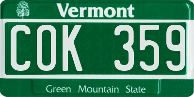VT license plate COK359