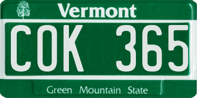 VT license plate COK365