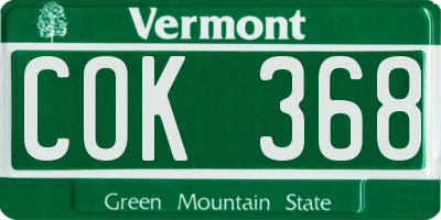 VT license plate COK368