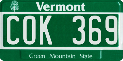VT license plate COK369