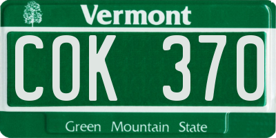 VT license plate COK370