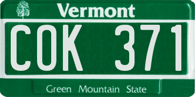 VT license plate COK371