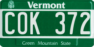 VT license plate COK372