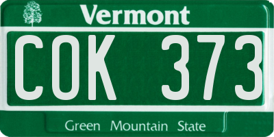 VT license plate COK373
