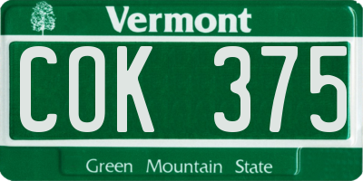 VT license plate COK375