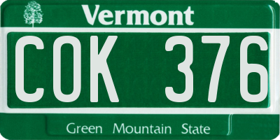 VT license plate COK376