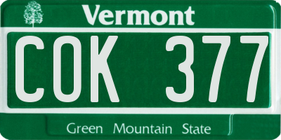 VT license plate COK377
