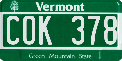 VT license plate COK378