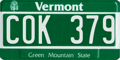 VT license plate COK379