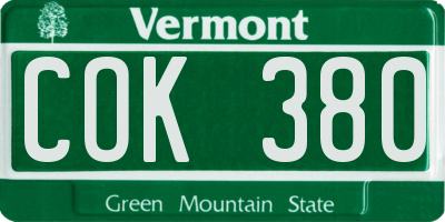VT license plate COK380