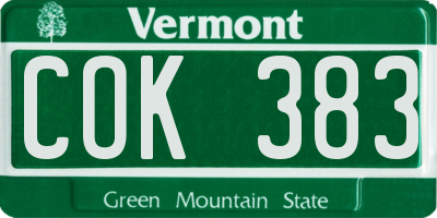 VT license plate COK383