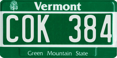 VT license plate COK384