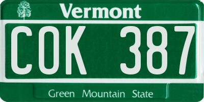 VT license plate COK387