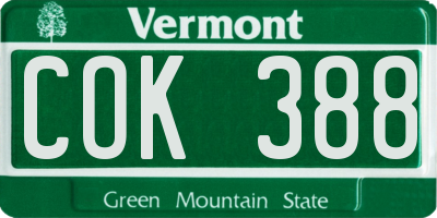 VT license plate COK388