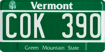 VT license plate COK390