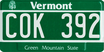 VT license plate COK392