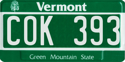 VT license plate COK393
