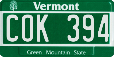 VT license plate COK394