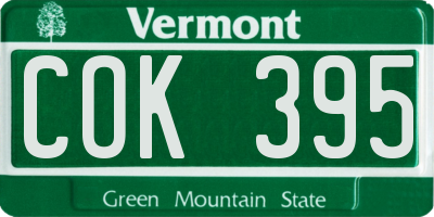 VT license plate COK395