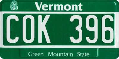 VT license plate COK396
