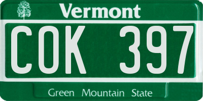 VT license plate COK397