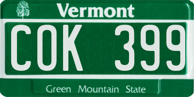 VT license plate COK399