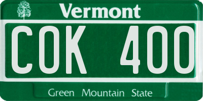 VT license plate COK400