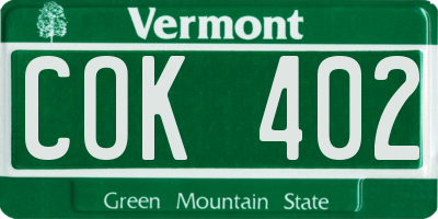 VT license plate COK402
