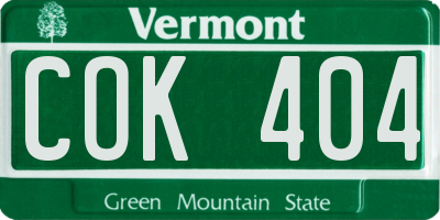 VT license plate COK404