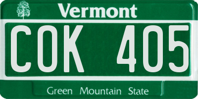 VT license plate COK405